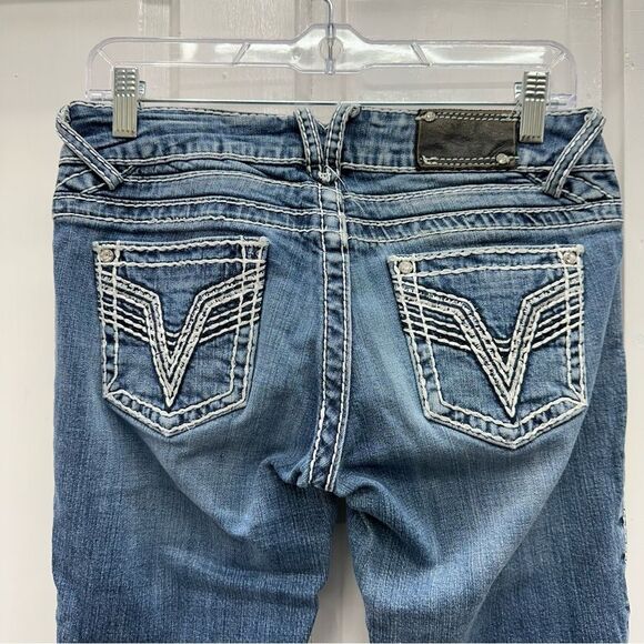 Vigoss the chelsea thick stitch slim boot cut denim jeans women's 3 4 x 33 - Picture 1 of 8